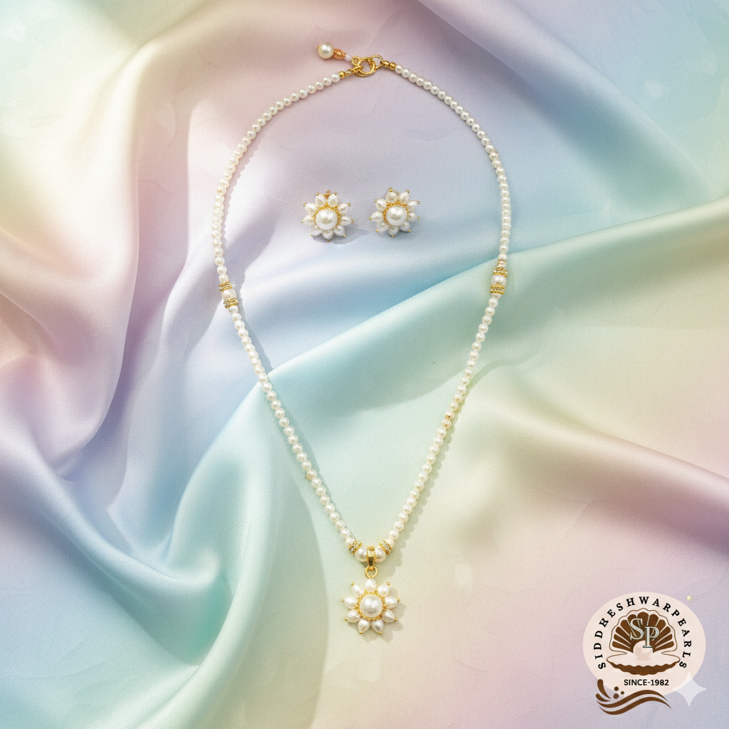 Simple Pearl Pendant Necklace 5 - Image 1