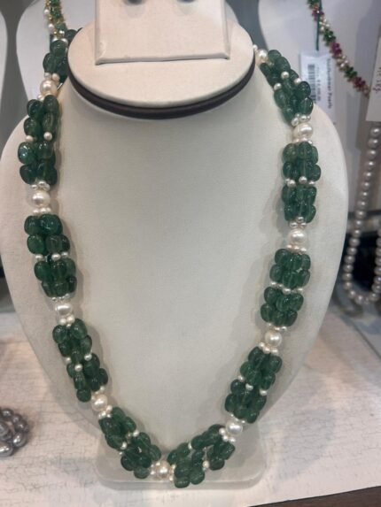 Real Pearl Emerald Necklace