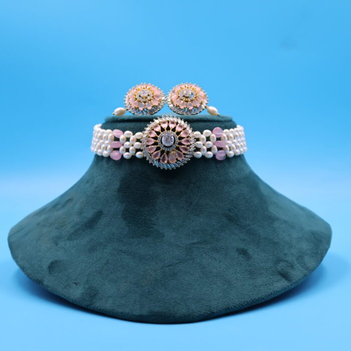 Ruby Pendant Oval Jali Pearl Necklace - Image 2