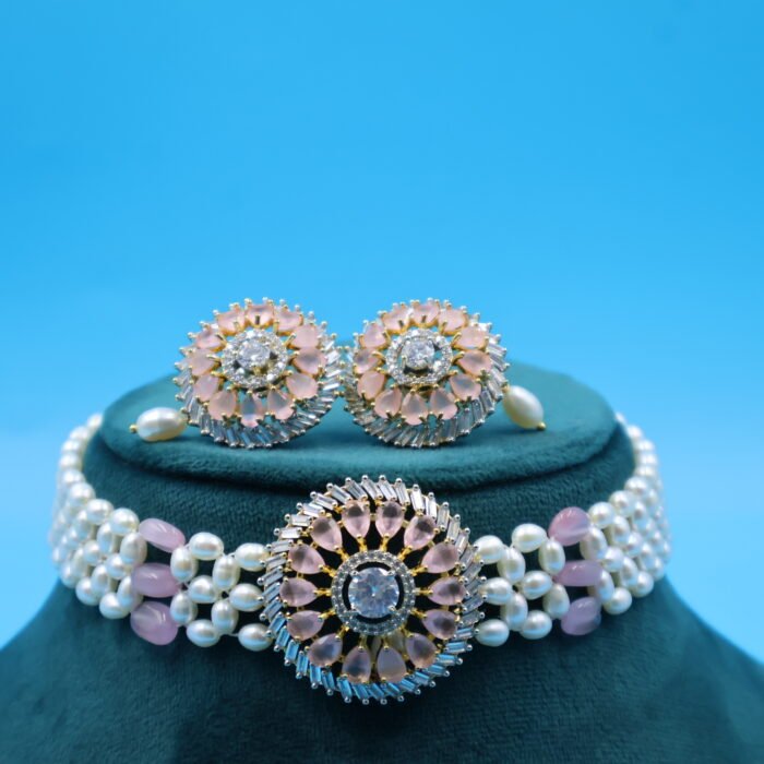 Ruby Pendant Oval Jali Pearl Necklace - Image 4