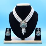CZ emerald multi layer Pearl Necklace - Image 2