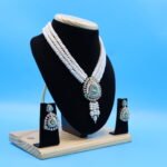 CZ emerald multi layer Pearl Necklace - Image 4