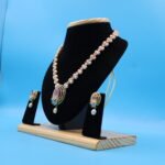 CZ Ruby Pendant Oval Pearl Necklace - Image 3