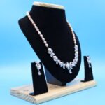 CZ Flower Pendant Pink Pearl Necklace - Image 4