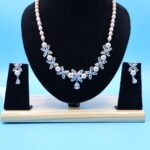 CZ Flower Pendant Pink Pearl Necklace - Image 5