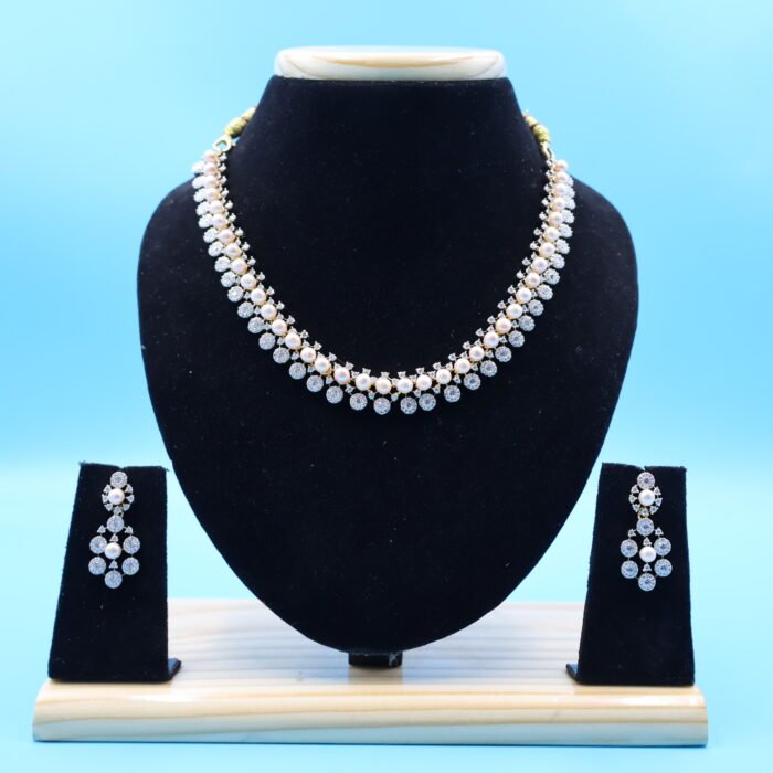 CZ Pink Pearl Necklace - Image 2