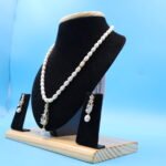 CZ Pendant Oval Pearl Necklace Set - Image 4