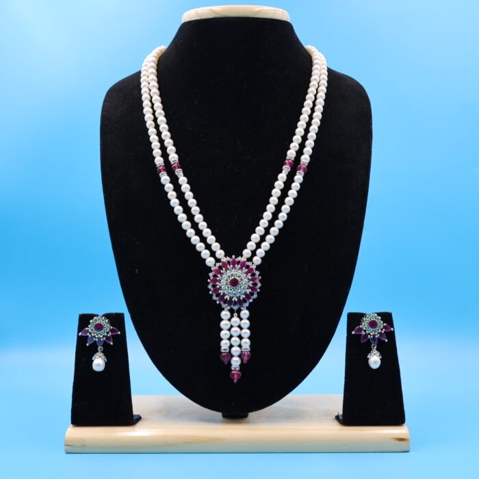 Ruby Pendant Pearl Necklace - Image 2