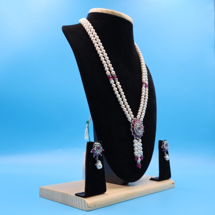 Ruby Pendant Pearl Necklace - Image 3