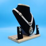 CZ Peacock Pendant Pearl Necklace Set - Image 4