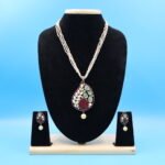 Ruby Pendant Pink Rice Pearl Nrcklace - Image 2