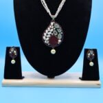Ruby Pendant Pink Rice Pearl Nrcklace - Image 5