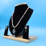 CZ Pendant Pink Pearl Necklace - Image 3