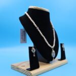 CZ Pendant Pink Pearl Necklace - Image 4