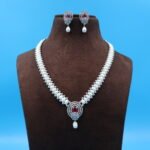 CZ Ruby Oval Pearl Necklace - Image 5
