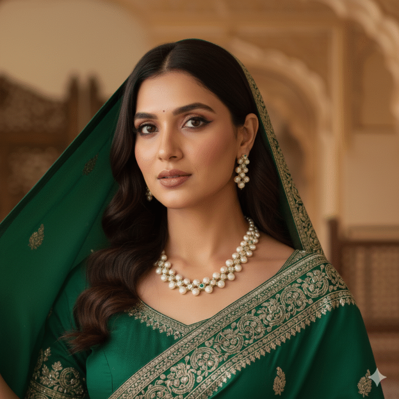 Zig Zag Button Pearl Necklace