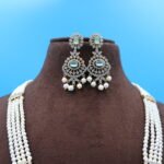 CZ Emerald Rani Haar Pearl Necklace - Image 5