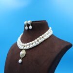 Two Layer Button Pendant Pearl Necklace - Image 3