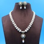 Two Layer Oval Pearl Necklace Set - Image 2