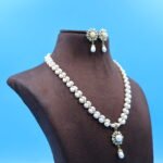 Two Layer Oval Pearl Necklace Set - Image 3