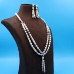 Two Layer Oval Pearl Necklace Set - Image 3