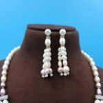 Two Layer Oval Pearl Necklace Set - Image 4