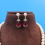Ruby Pendant Pearl Necklace Set - Image 4