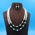 Two Layered Pearl And Emerald Necklace - Image 2