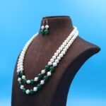 Two Layered Pearl And Emerald Necklace - Image 3