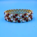 Ruby And White Pearl Bangles Set - Image 3