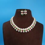 Two Layer Button Pearl Necklace - Image 2