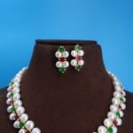Two Layer Button Pearl Necklace - Image 5