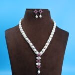 Ruby Stone Button Pearl Necklace - Image 2