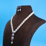 Ruby Stone Button Pearl Necklace - Image 4