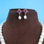 Ruby Stone Button Pearl Necklace - Image 5