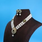 Two Layer CZ Pendant Button Pearl necklace - Image 3