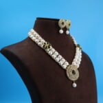 Two Layer CZ Pendant Button Pearl necklace - Image 4