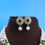 Two Layer CZ Pendant Button Pearl necklace - Image 5