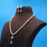 CZ Pink Moti Oval Pearl Necklace - Image 3