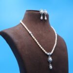 CZ Pink Moti Oval Pearl Necklace - Image 4