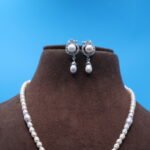 CZ Pink Moti Oval Pearl Necklace - Image 5