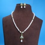 CZ Triangle Pendant Pearl Necklace - Image 2