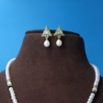CZ Triangle Pendant Pearl Necklace - Image 5