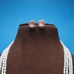 Pink Stone Side Brooch Oval Pearl Necklace - Image 5