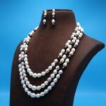 Three Layer Oval Pearl Necklace - Image 3