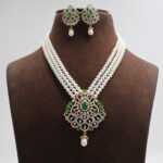 CZ Emerald Pearl Necklace - Image 2