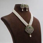 CZ Emerald Pearl Necklace - Image 3