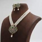 CZ Emerald Pearl Necklace - Image 4