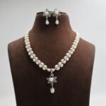 Two layer Oval Pearl Necklace Set - Image 2