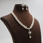 Two layer Oval Pearl Necklace Set - Image 4